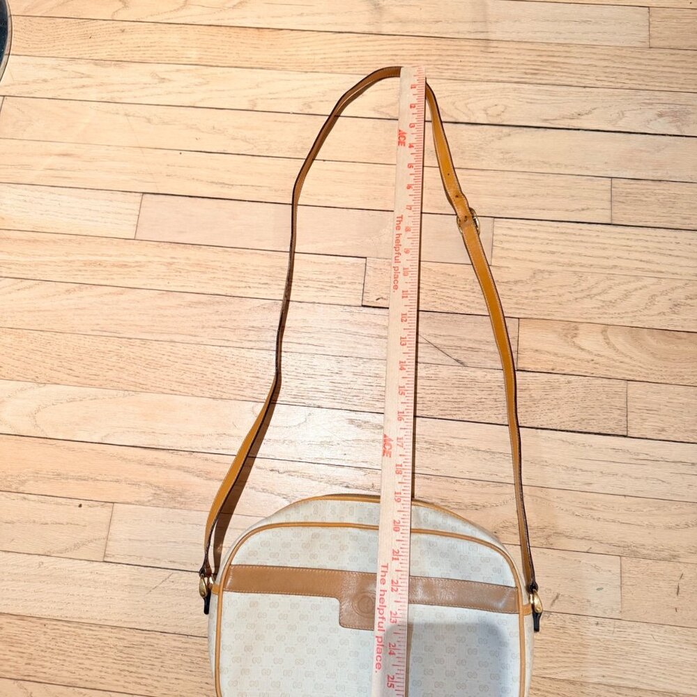 Gucci Women's Crossbody Bag Cream Tan Leather Trim Micro GG Monogram Vintage - Picture 14 of 14